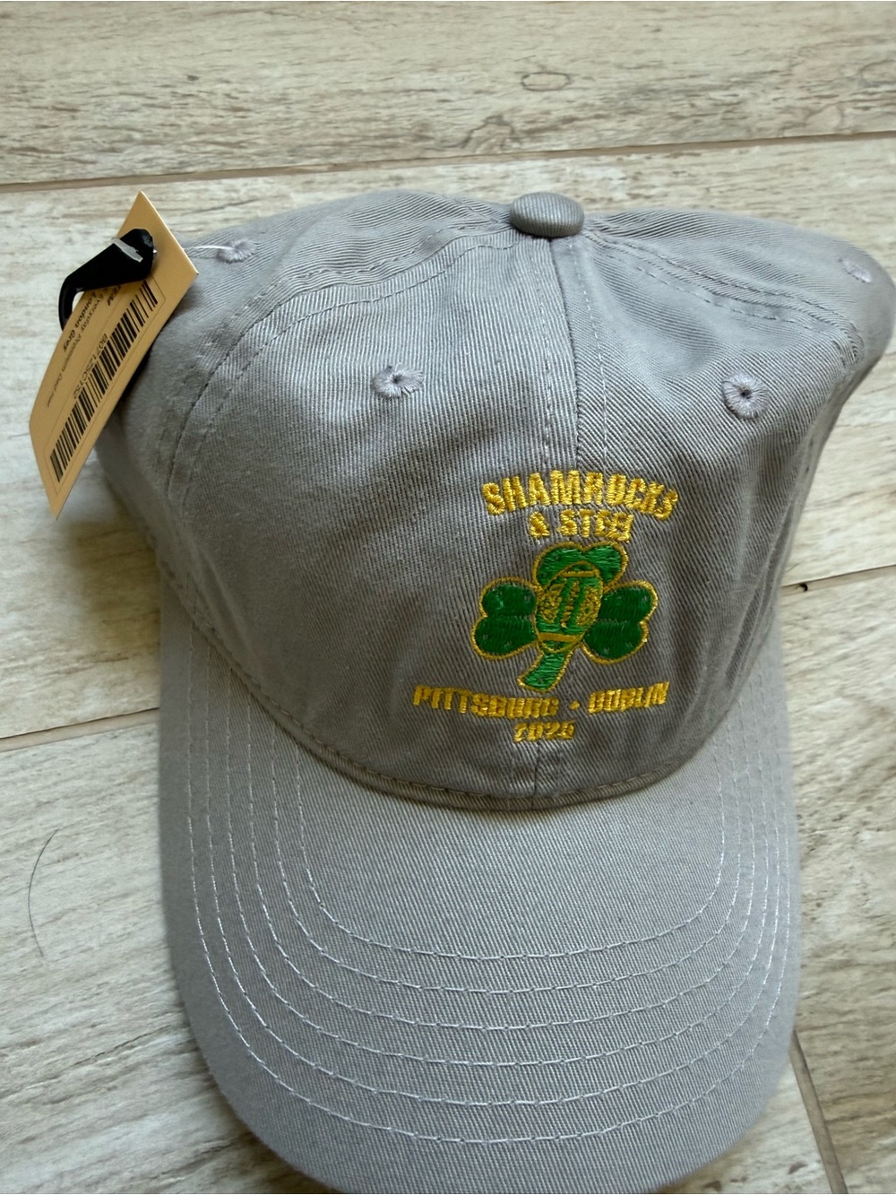 Steelers Dublin Game 2025 Embroidered Shamrock Dad Cap - Gray